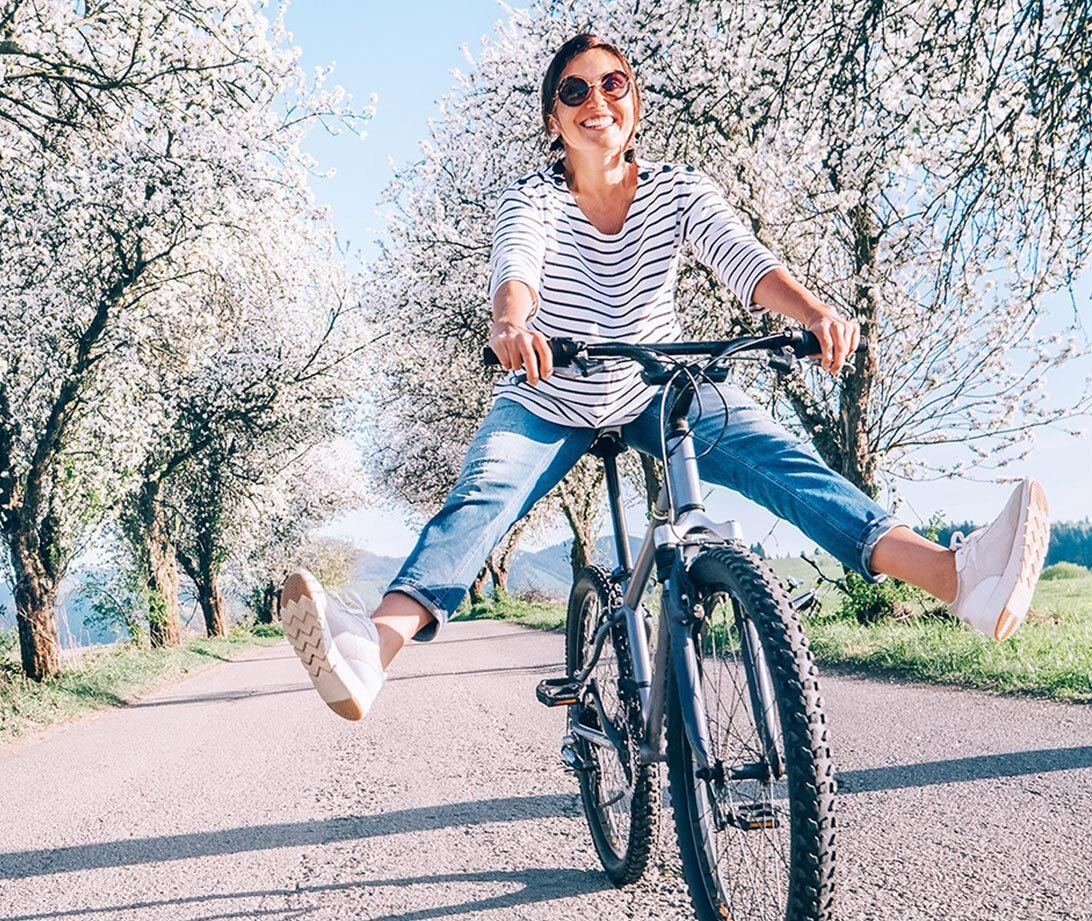 People enjoying a bike ride outdoors